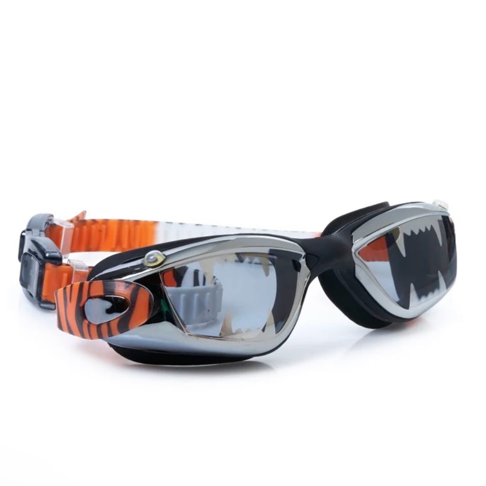 Kids Tiger Stripe Swim Goggles - Black and Orange